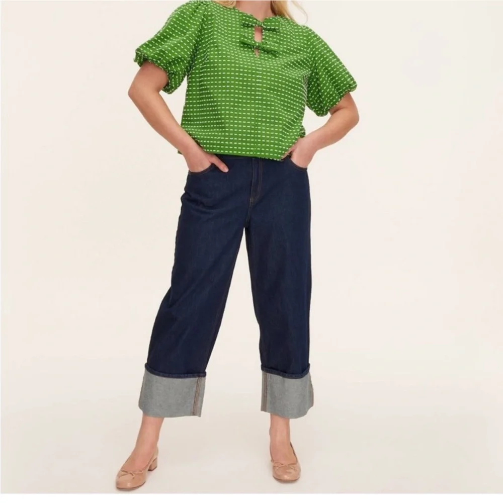 Women's High-Rise Straight Leg Wide Cuff Jeans - kate spade new york
